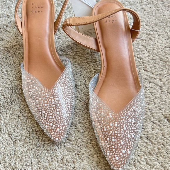 A New Day . Size 10. Women's Beige Embellished Flats - Picture 3 of 6